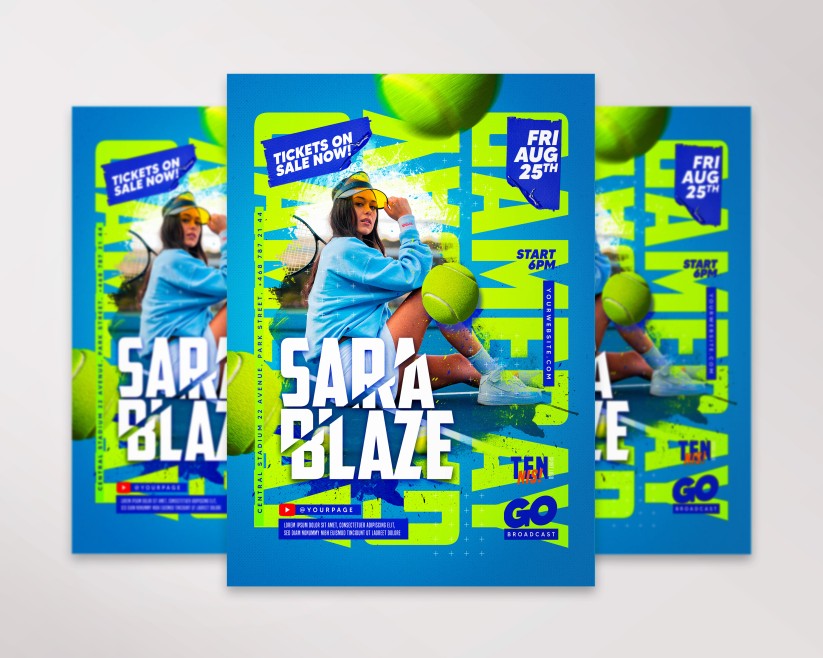 Gameday Tennis Free Flyer PSD Template 3 Gameday Tennis Free Flyer PSD Template 3
