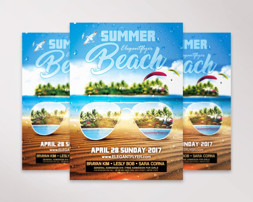 Bright Summer Beach Free Flyer PSD Template Bright Summer Beach Free Flyer PSD Template