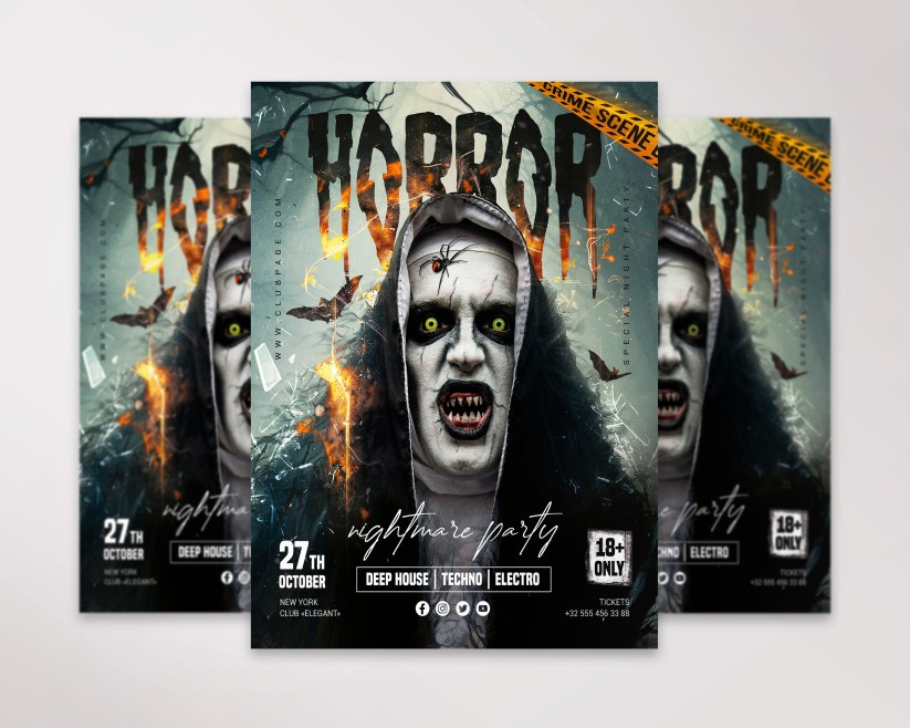 Halloween Horror Nun - Premium Flyer PSD Template Halloween Horror Nun - Premium Flyer PSD Template