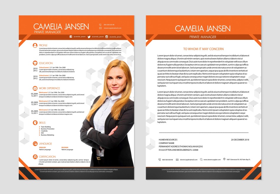 Manager Free CV and Cover Letter PSD Template 9 Manager Free CV and Cover Letter PSD Template 9