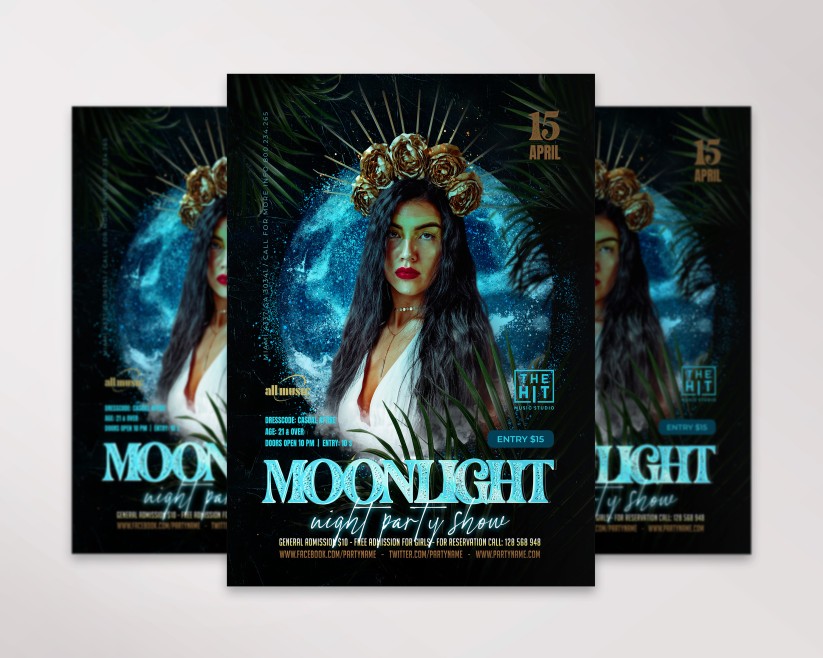 Moonlight Party – Free Flyer PSD Template Moonlight Party – Free Flyer PSD Template