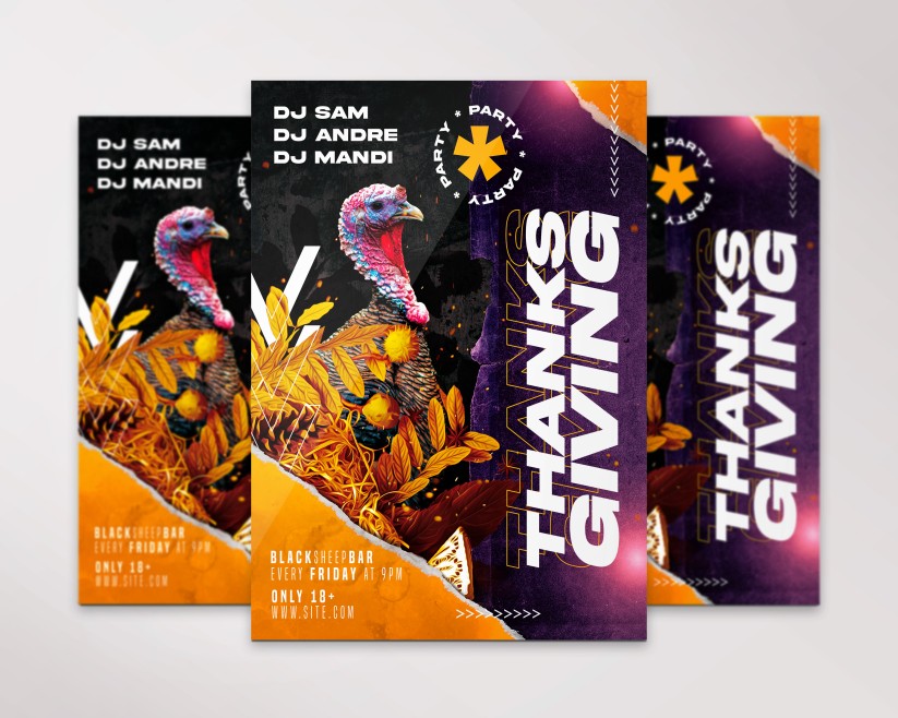 4 Thanksgiving Party – Free Flyer PSD Template 4 Thanksgiving Party – Free Flyer PSD Template