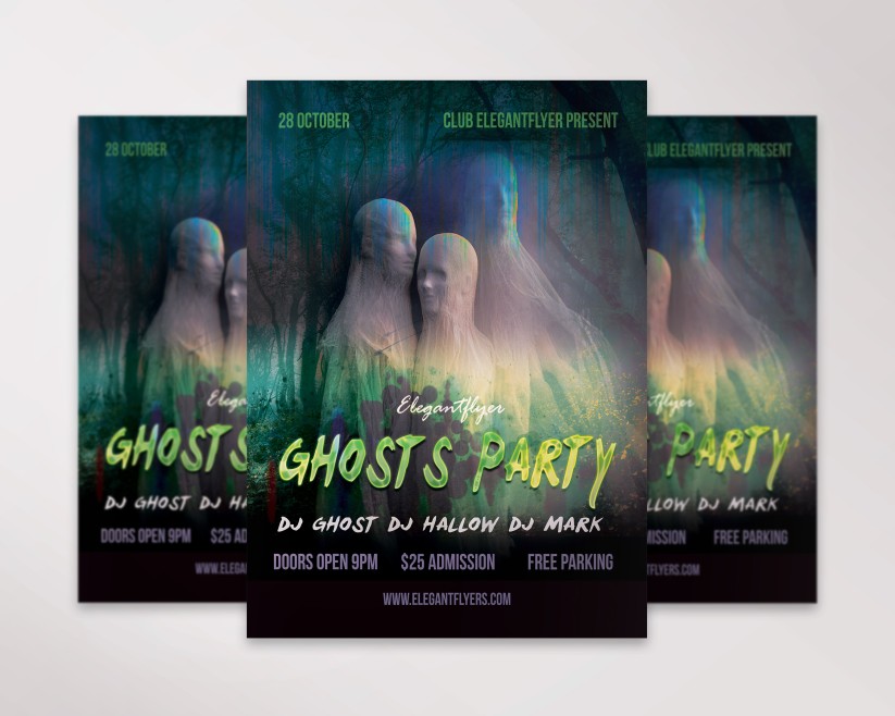 Ghosts Party – Free PSD Template + Facebook cover Ghosts Party – Free PSD Template + Facebook cover