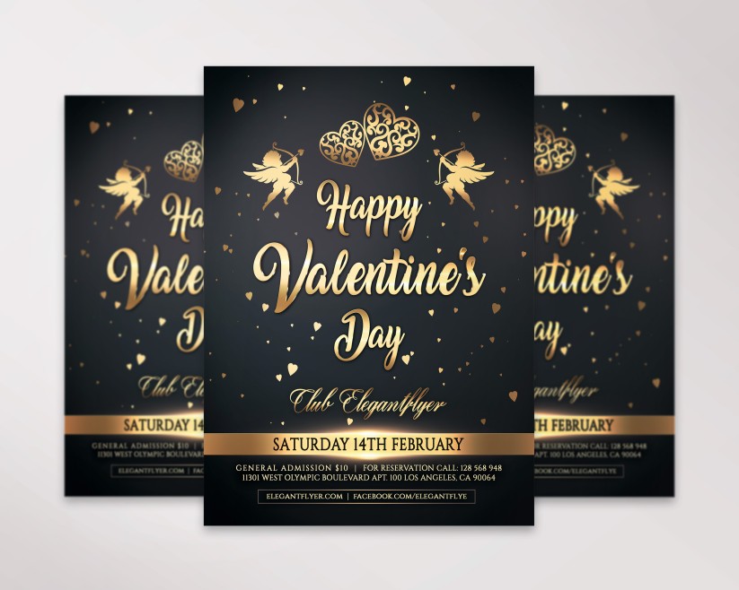 Black and Golden Valentine's Day Flyer Template Black and Golden Valentine's Day Flyer Template