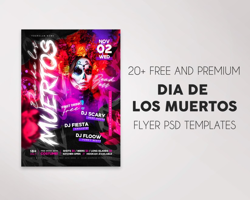Free Dia de Los Muertos Flyers in PSD + Premium Version