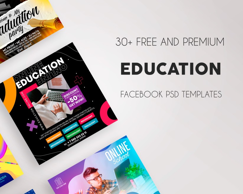 30+ Free Best Education Facebook Templates in PSD + Premium Version!