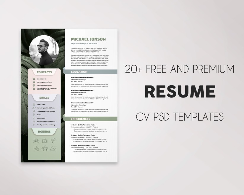 20+ Free and Premium Professional Resume & Cover Letter PSD Templates!