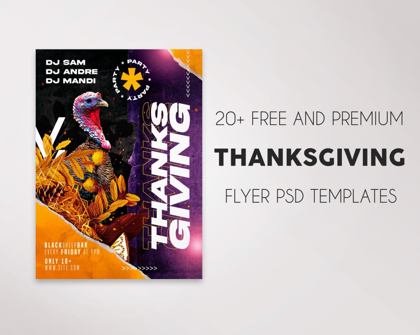 Best Free Thanksgiving Flyer PSD Templates + Premium