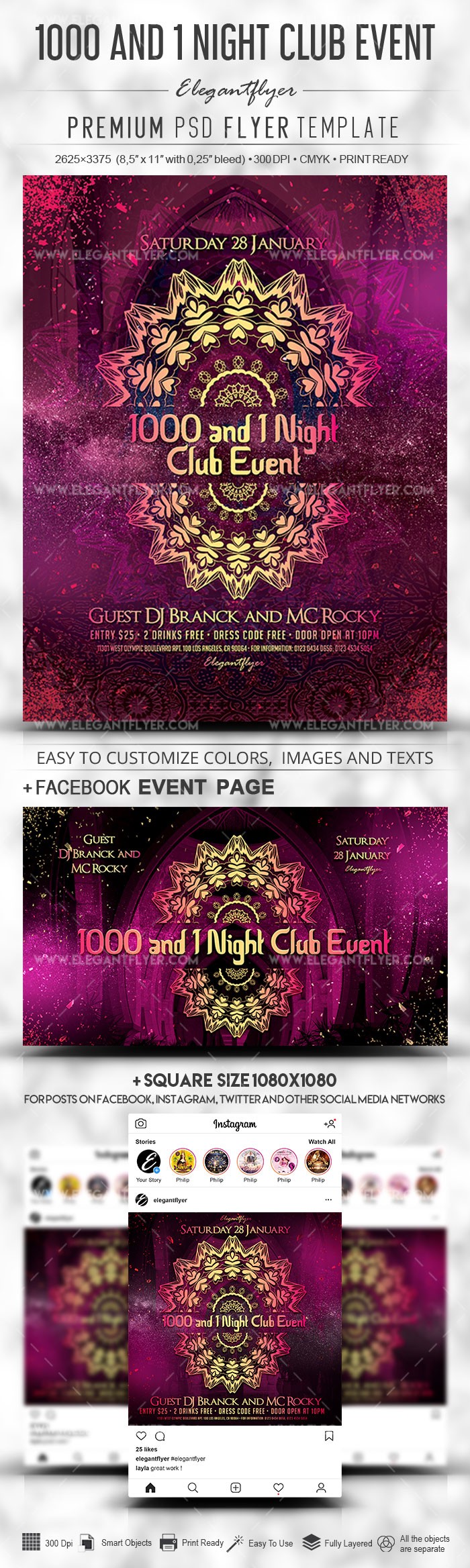 1000 e 1 Noite - Evento de Clube de Dança by ElegantFlyer