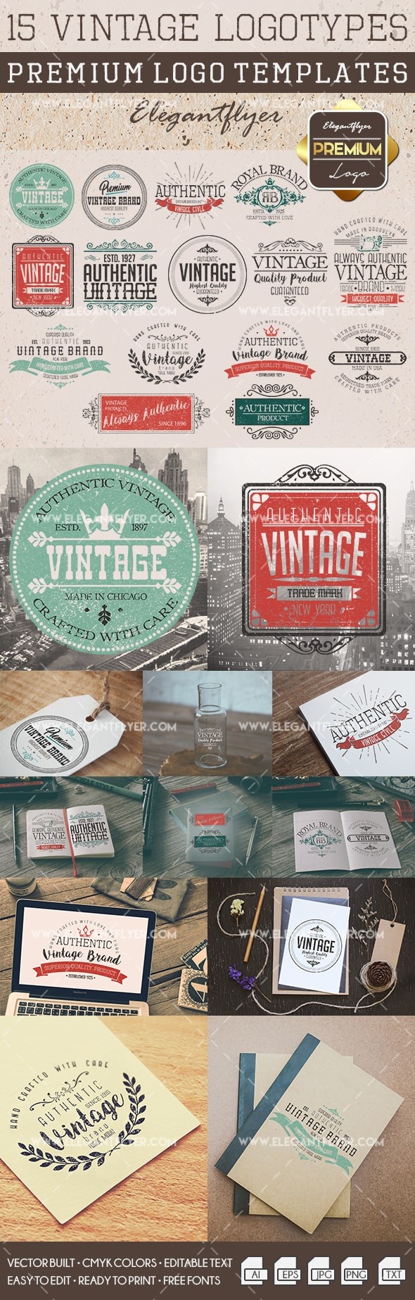 15 Vintage Logotypes by ElegantFlyer