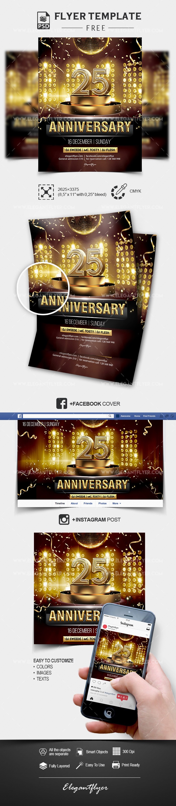 Aniversário incrível de 25 anos by ElegantFlyer