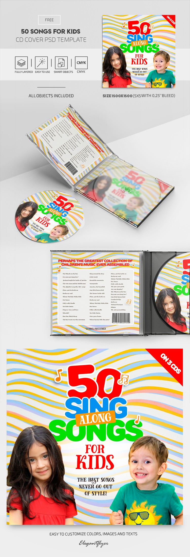 50 Lieder für Kinder CD Cover by ElegantFlyer