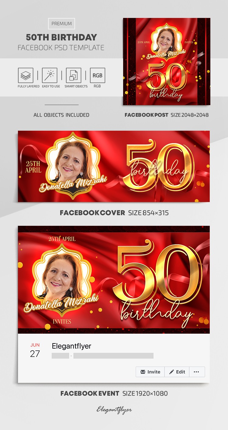 50th Birthday Facebook by ElegantFlyer