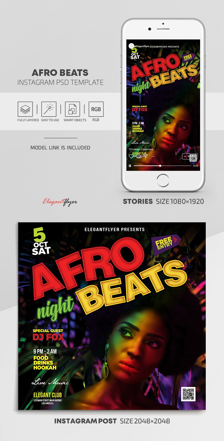 Afro Beats Instagram -> Instagram di Afro Beats by ElegantFlyer