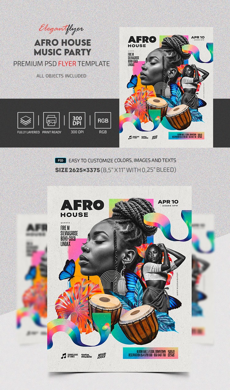 Afro House Music Party Flyer by ElegantFlyer