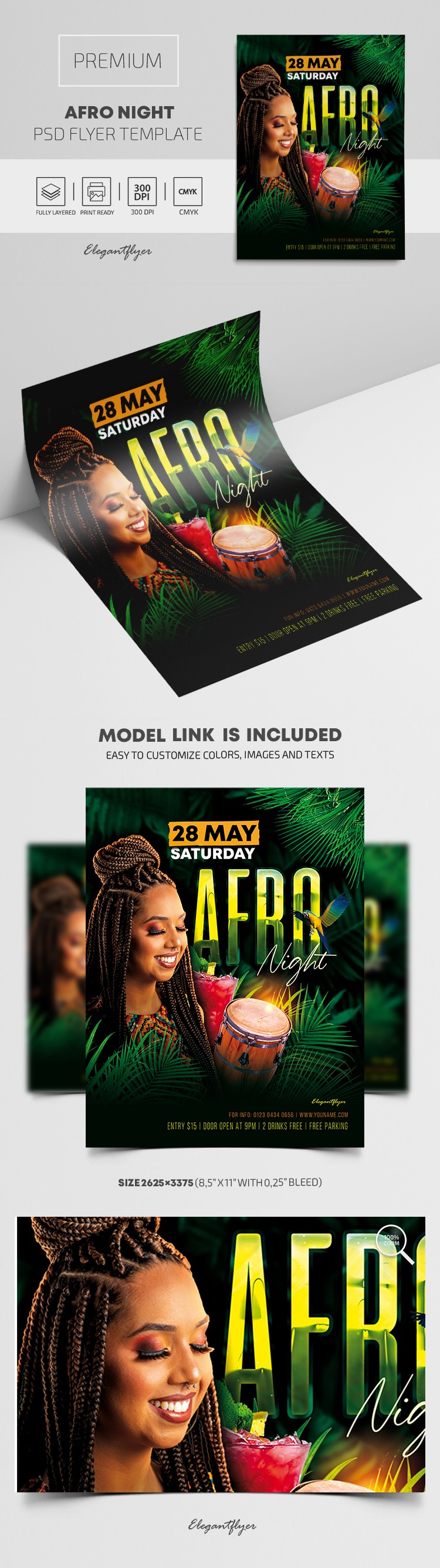 Afro Night Flyer - Afrykańska plakietka nocna by ElegantFlyer