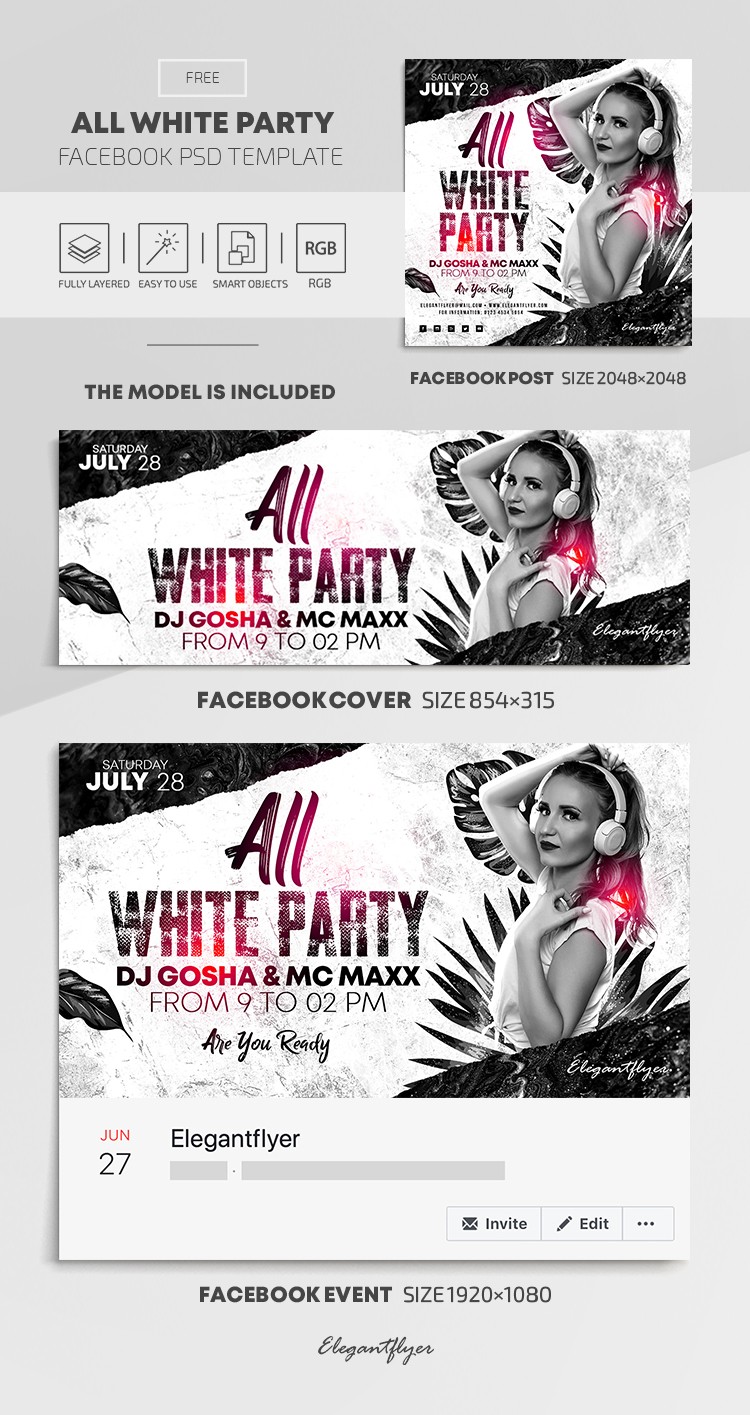All White Party Facebook by ElegantFlyer