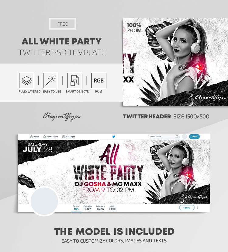 All White Party Twitter by ElegantFlyer