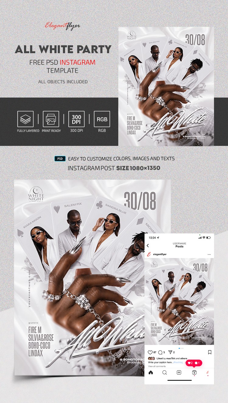 All White Party Instagram Post by ElegantFlyer