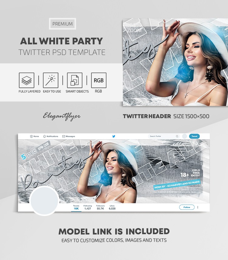 All White Party Twitter by ElegantFlyer