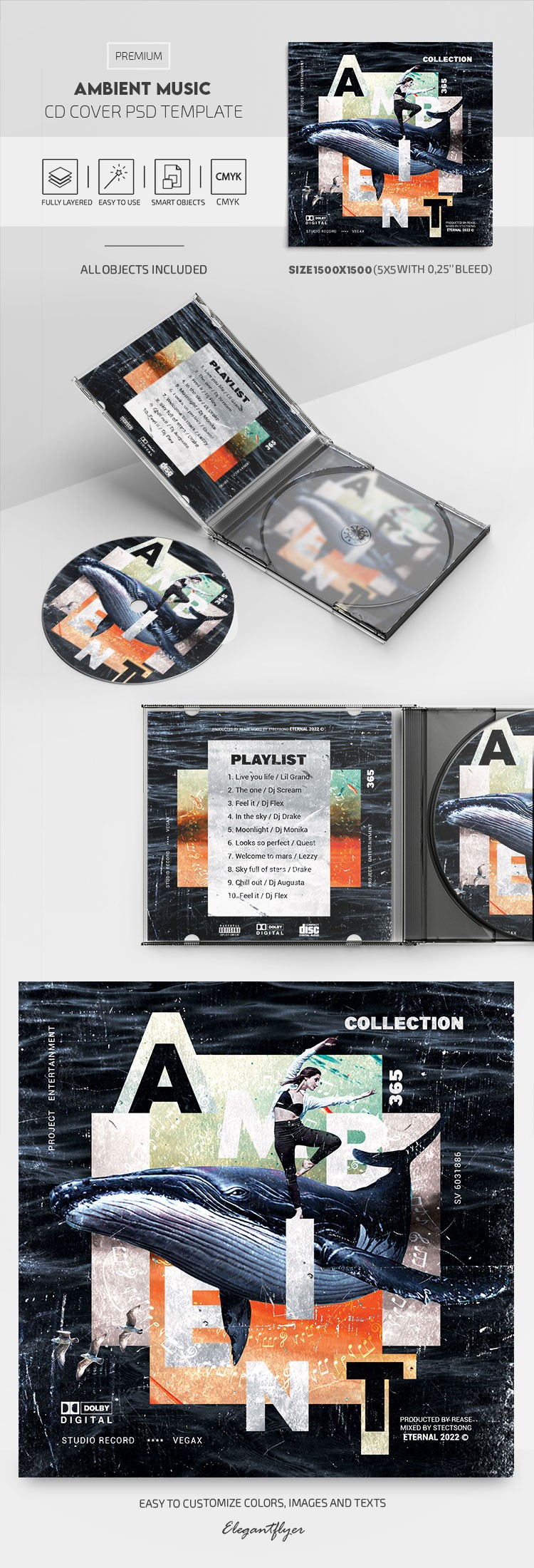 Okładka płyty CD z muzyką ambient by ElegantFlyer