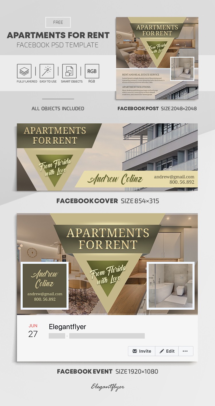 Apartamentos en alquiler en Facebook by ElegantFlyer