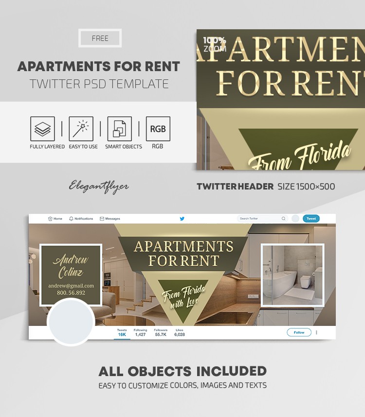 Apartamentos en alquiler en Twitter. by ElegantFlyer