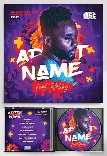 MUSIC ALBUM COVER ART HIP HOP POP WITH TRACK Template