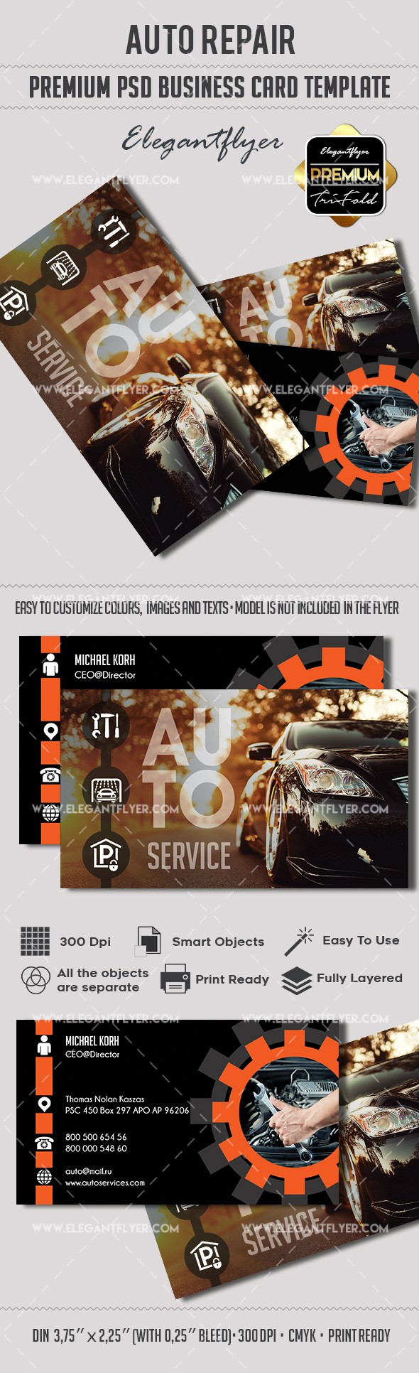 Auto Service Business Card by ElegantFlyer