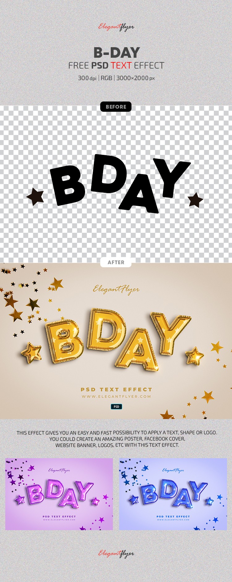 Efecto de texto de cumpleaños. by ElegantFlyer