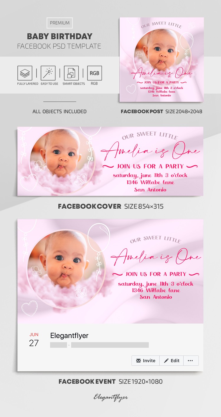 Baby Birthday translates to French as "Anniversaire de bébé." by ElegantFlyer