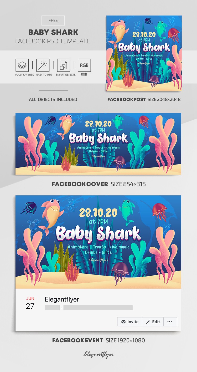 Baby Shark Facebook by ElegantFlyer