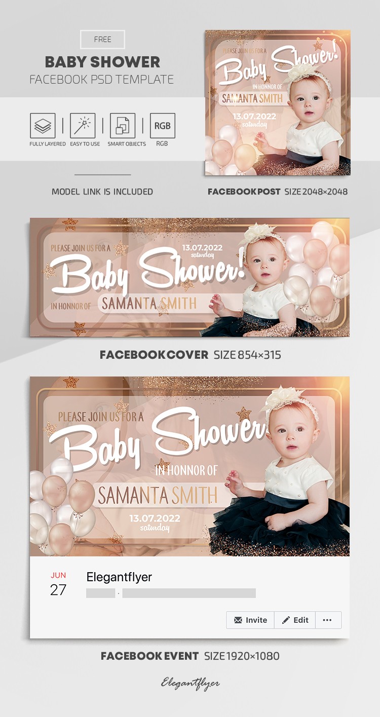Baby Shower Facebook. by ElegantFlyer