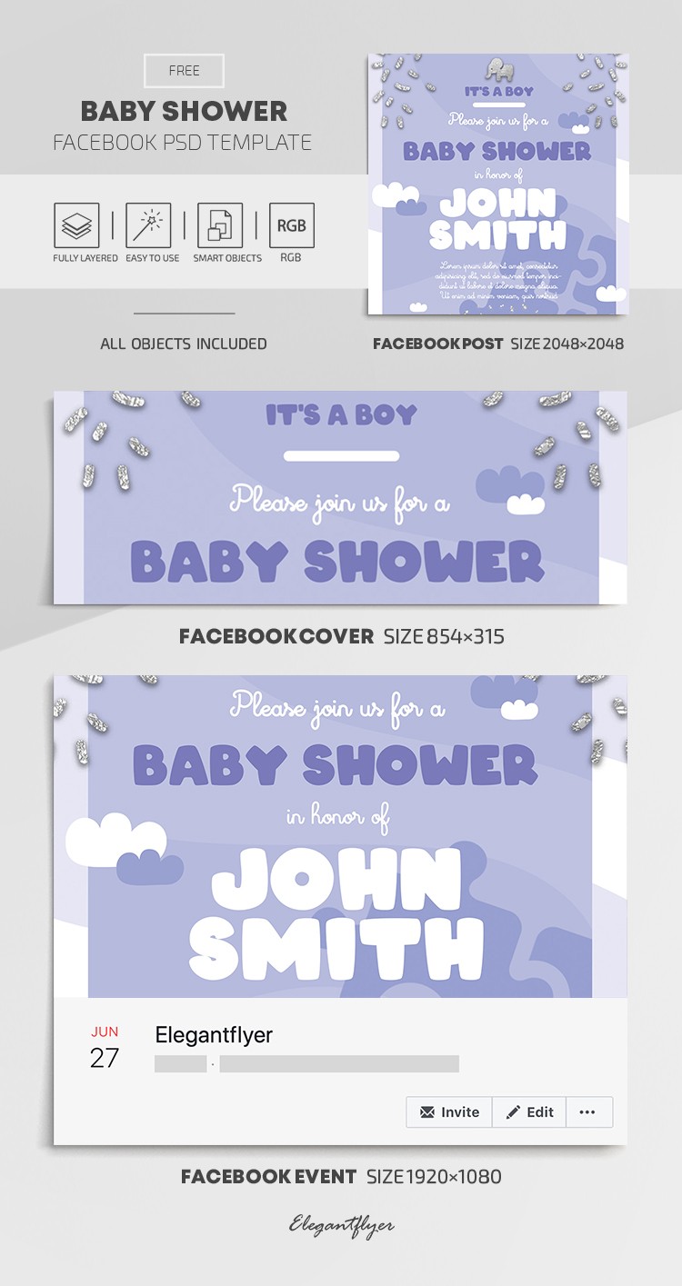 Baby Shower na Facebooku by ElegantFlyer