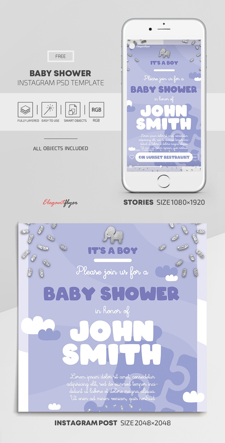 Baby Shower Instagram -> Baby Shower na Instagramie by ElegantFlyer