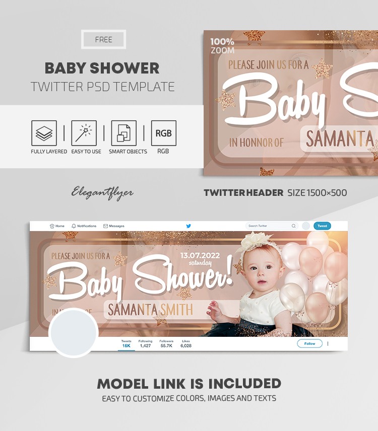 "Czytaj dalej Baby Shower na Twitterze" by ElegantFlyer