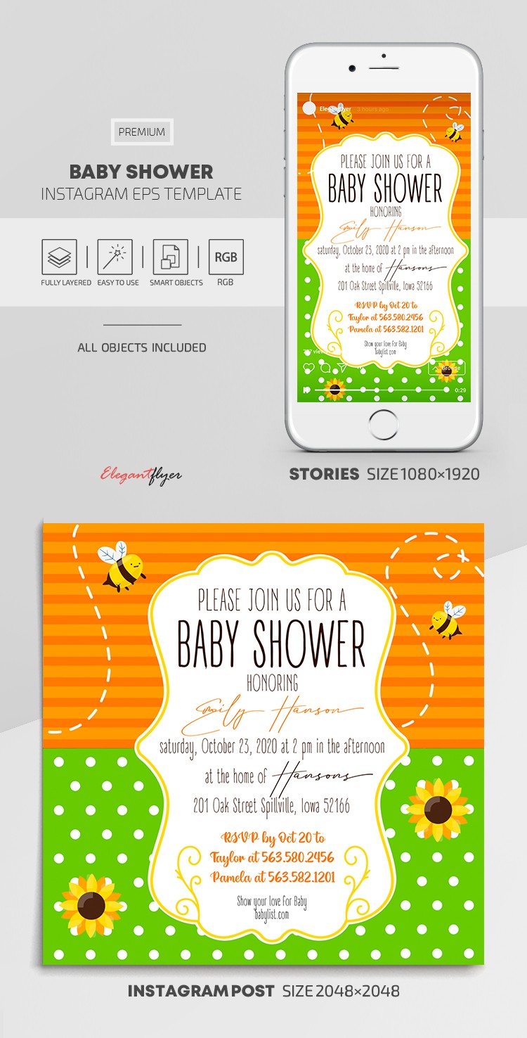 Baby Shower Instagram - Instagram del Baby Shower by ElegantFlyer