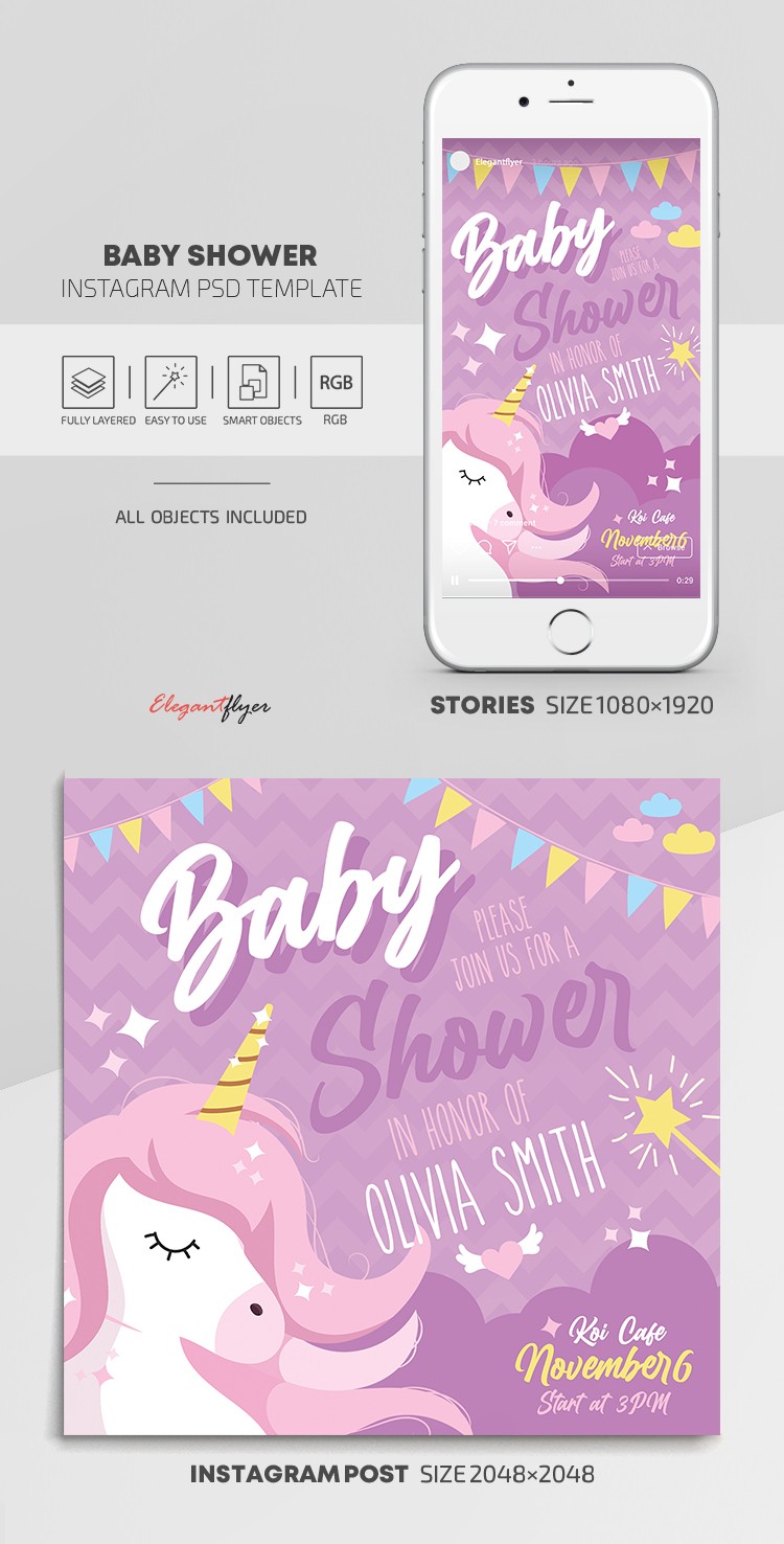 Baby Shower Instagram keine Übersetzung verfügbar. by ElegantFlyer