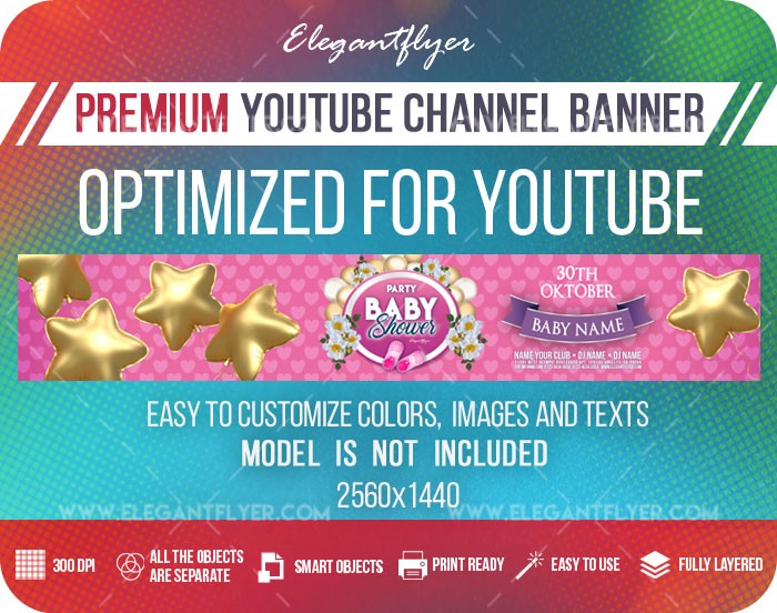 Baby Shower Party Youtube by ElegantFlyer