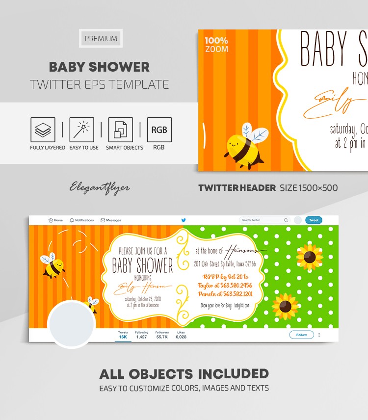 Baby Shower en Twitter. by ElegantFlyer