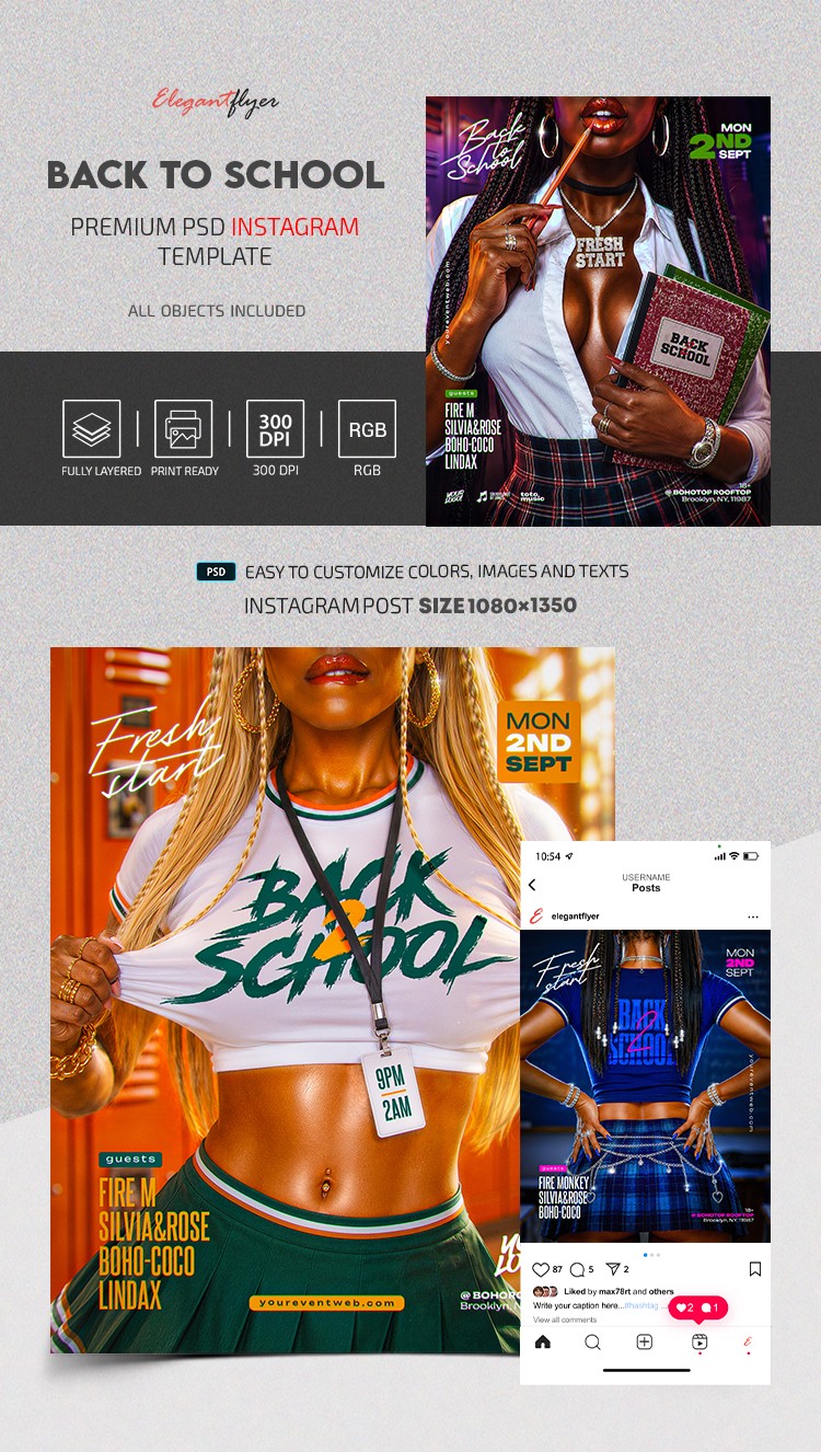Back to School & Fresh Start Party Instagram Set by ElegantFlyer