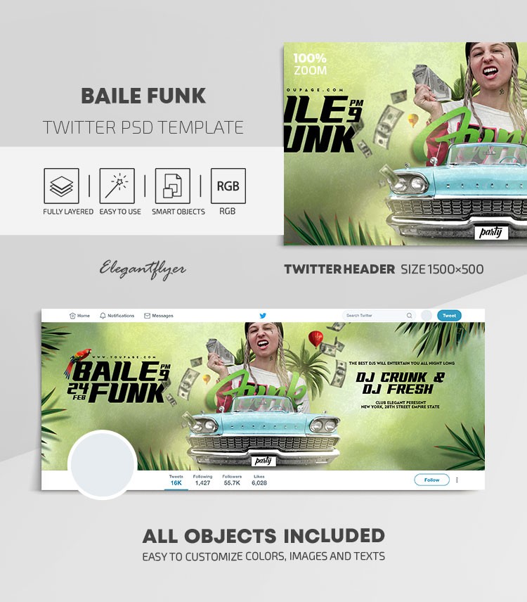 Baile Funk Party Twitter by ElegantFlyer