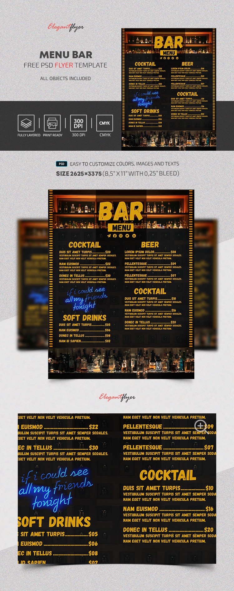 Bar Menu Flyer by ElegantFlyer