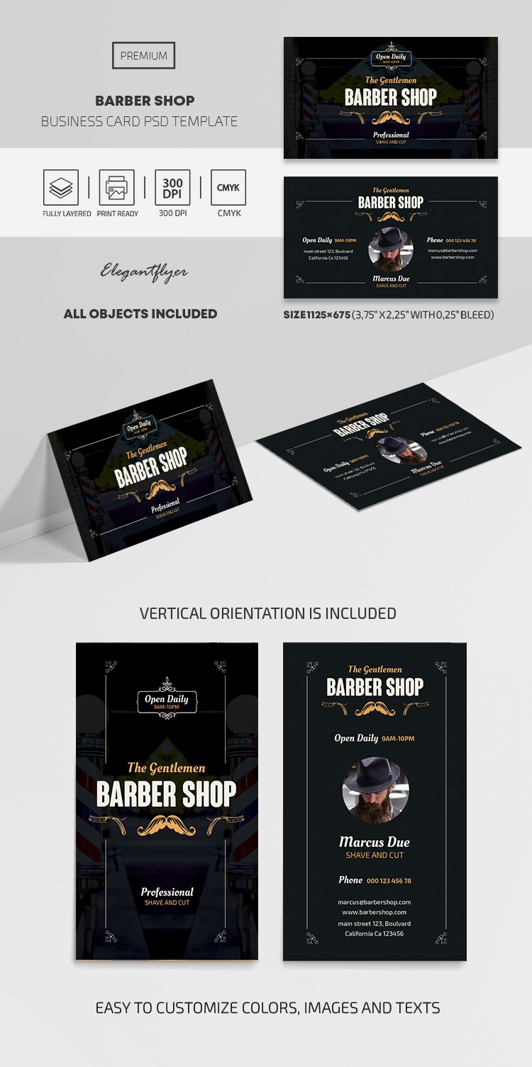 Tarjeta de presentación de barbería by ElegantFlyer