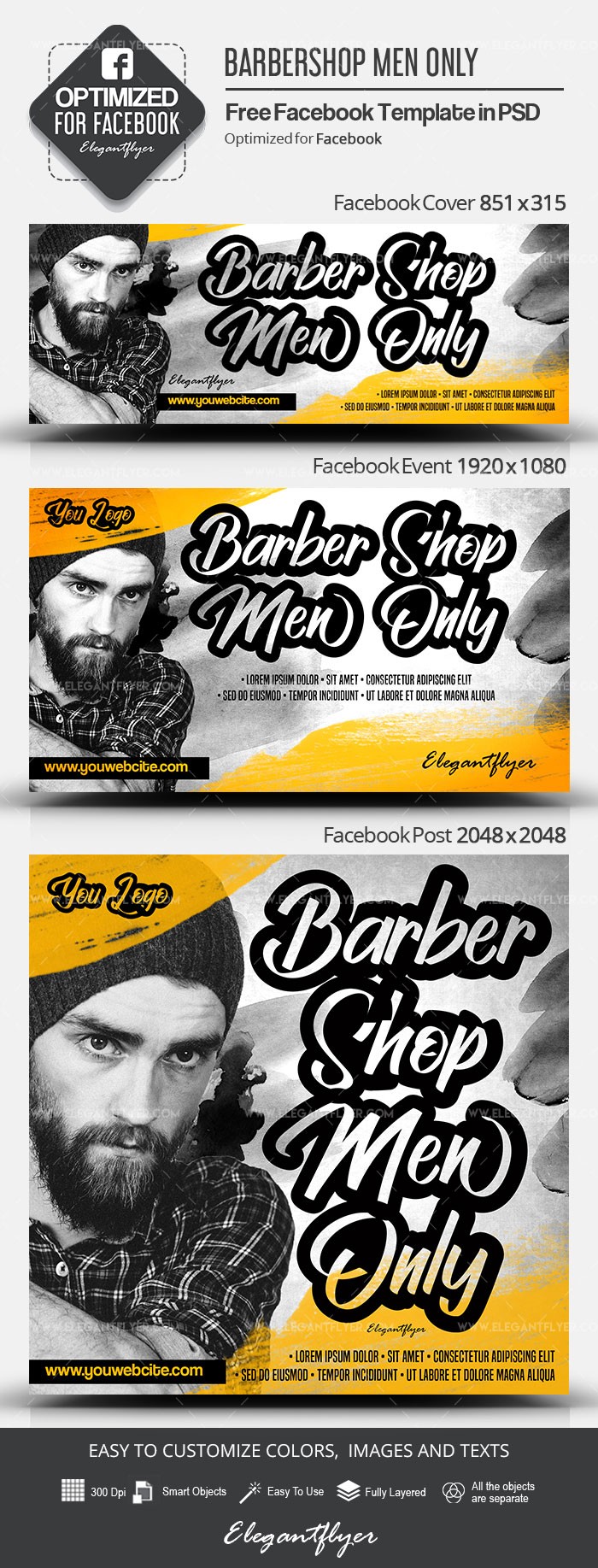 Barbearia Só para Homens no Facebook. by ElegantFlyer