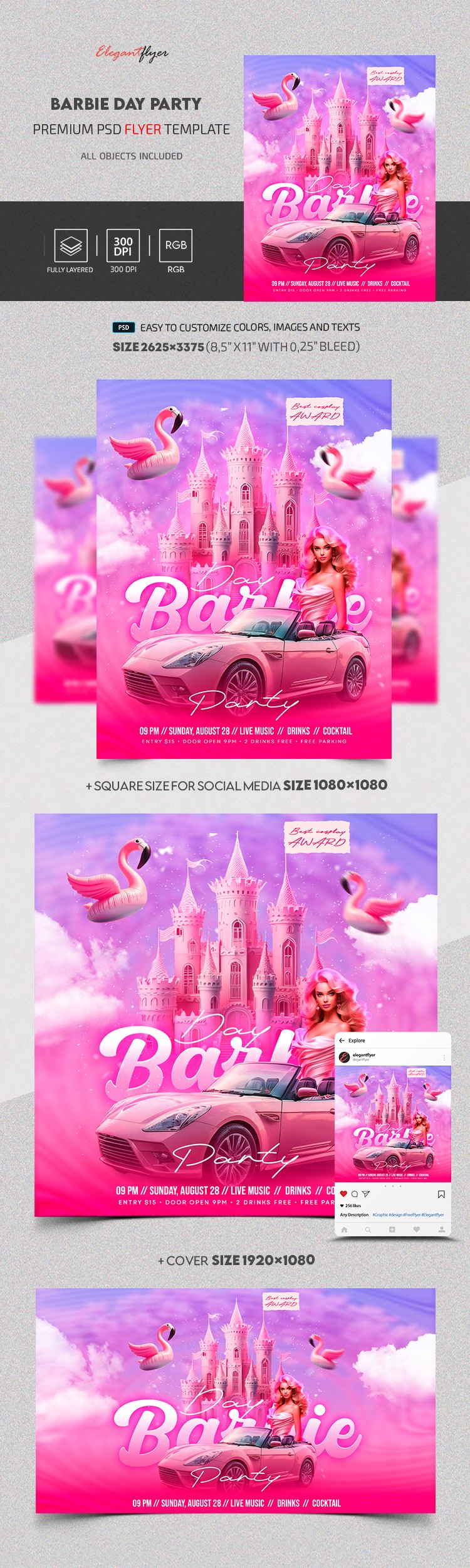 Día de la fiesta de Barbie by ElegantFlyer