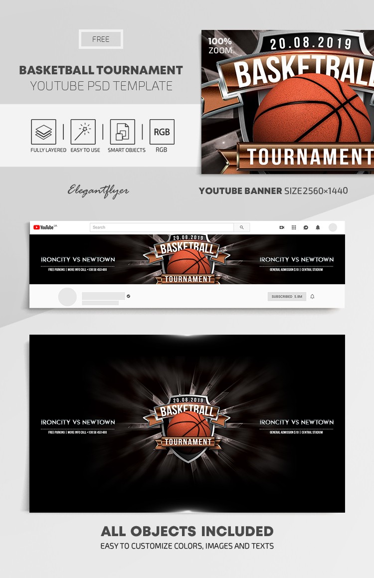 Basketball Tournament Youtube by ElegantFlyer