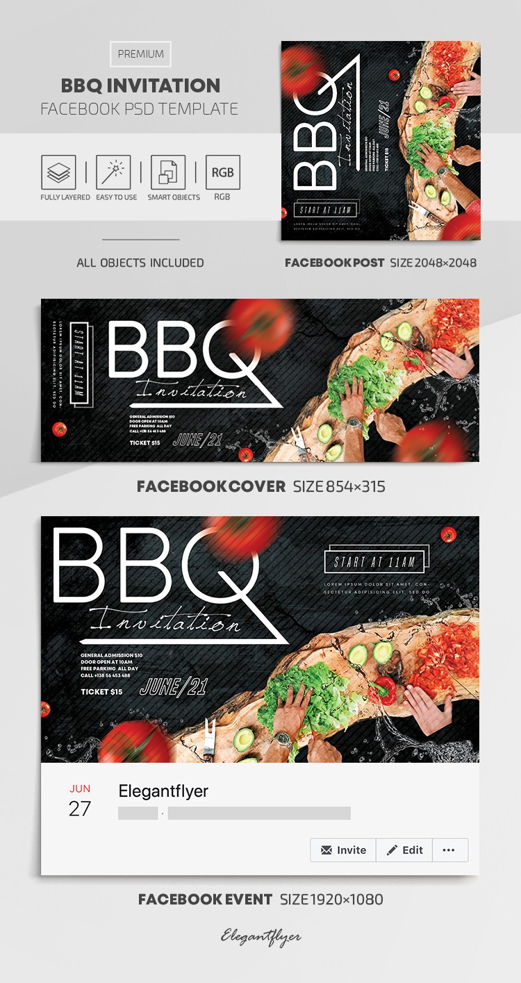 BBQ Invitation Facebook -> Invitation pour un barbecue sur Facebook by ElegantFlyer