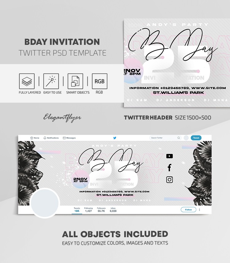Bday Invitation Twitter by ElegantFlyer
