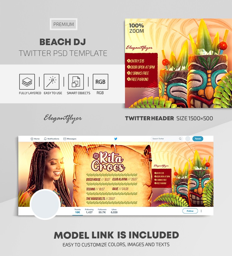 DJ sulla spiaggia Twitter by ElegantFlyer